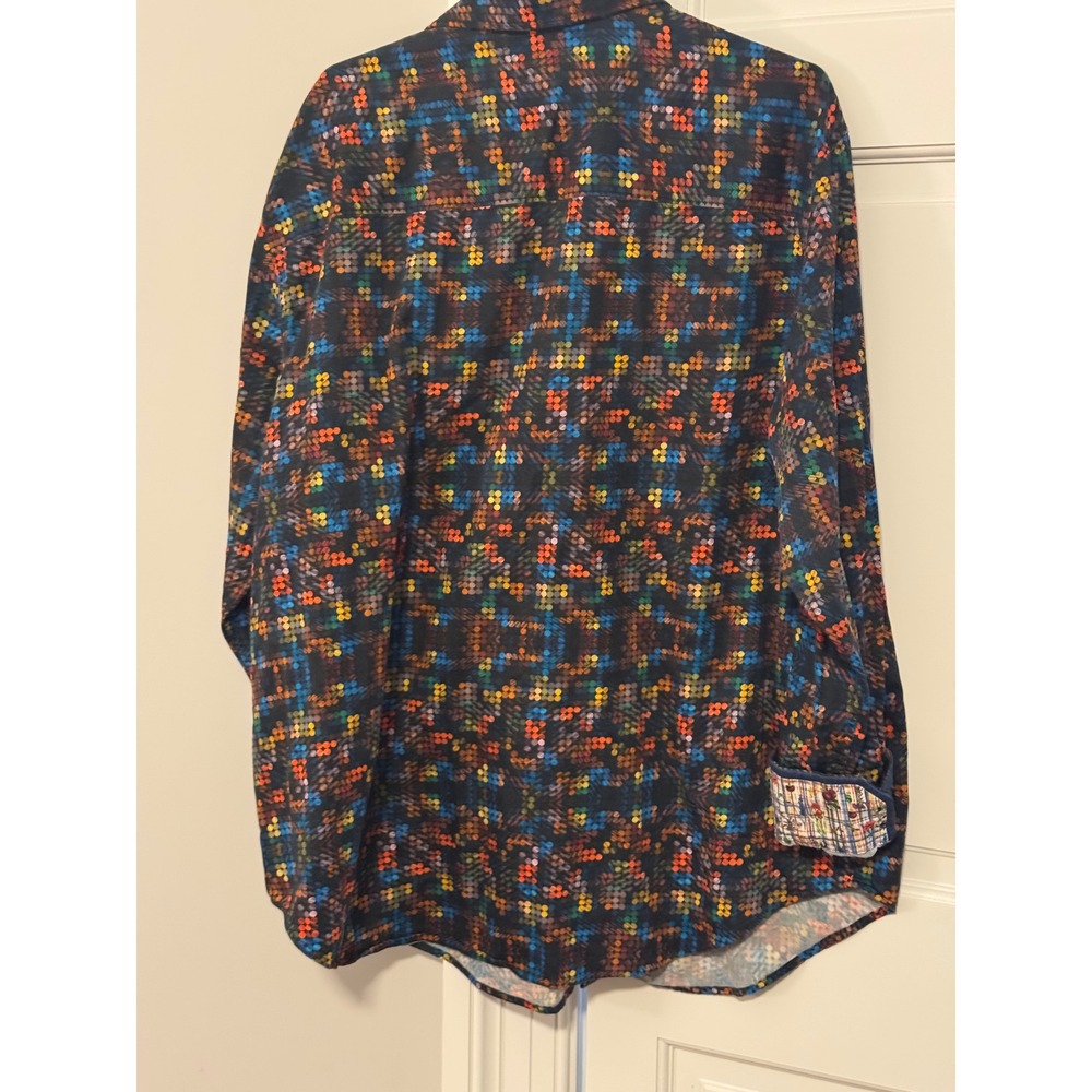 Robert Graham Shirt 1XL Flip Cuff Multicolor Abstract Dot Cotton Button Front - Picture 5 of 12